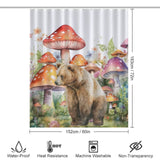 A Watercolor Mushroom Bear Shower Curtain by Cotton Cat, perfect for bathroom decor.