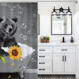Enhance your bathroom décor with a stunning Funny Sunflower Bear Shower Curtain-Cottoncat from the brand Cotton Cat.