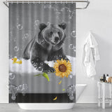 Add a touch of nature to your bathroom décor with the Funny Sunflower Bear Shower Curtain-Cottoncat by Cotton Cat.