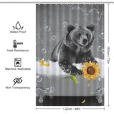 This Funny Sunflower Bear Shower Curtain by Cotton Cat makes for a perfect addition to your bathroom décor, featuring an adorable bear surrounded by sunflowers.