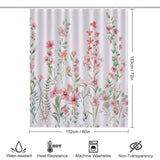 A 152 cm by 183 cm Rustic Spring Blossom Pink Floral Shower Curtain-Cottoncat with a charming design, perfect for adding a touch of pink floral bathroom decor. It is water-resistant, heat-resistant, machine washable, and non-transparent.