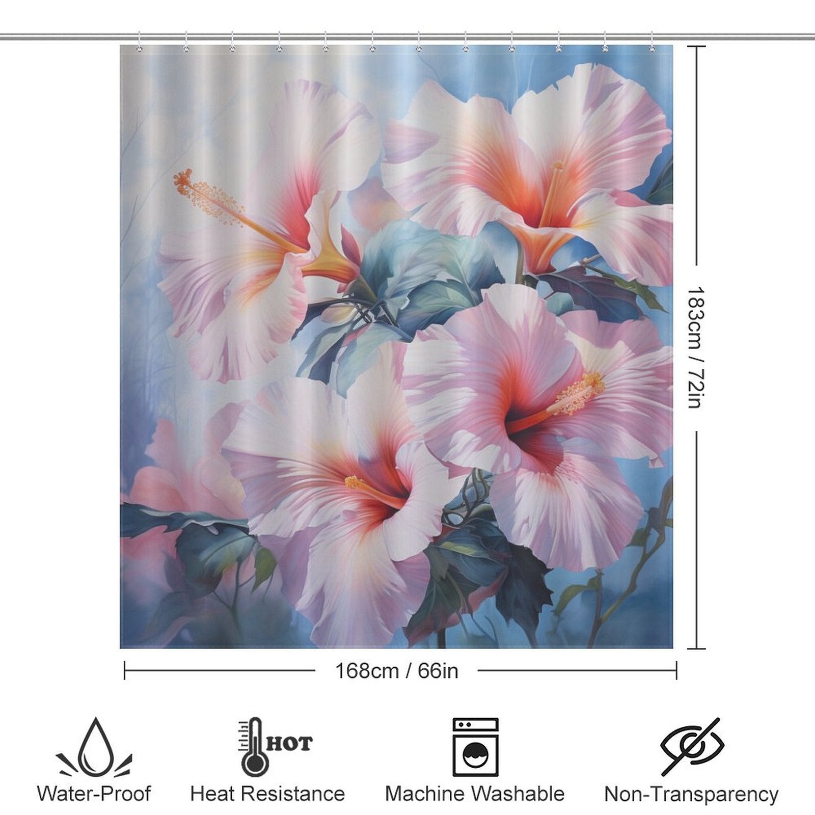 TropicalWhispers Hibiscus Shower Curtain-Cottoncat