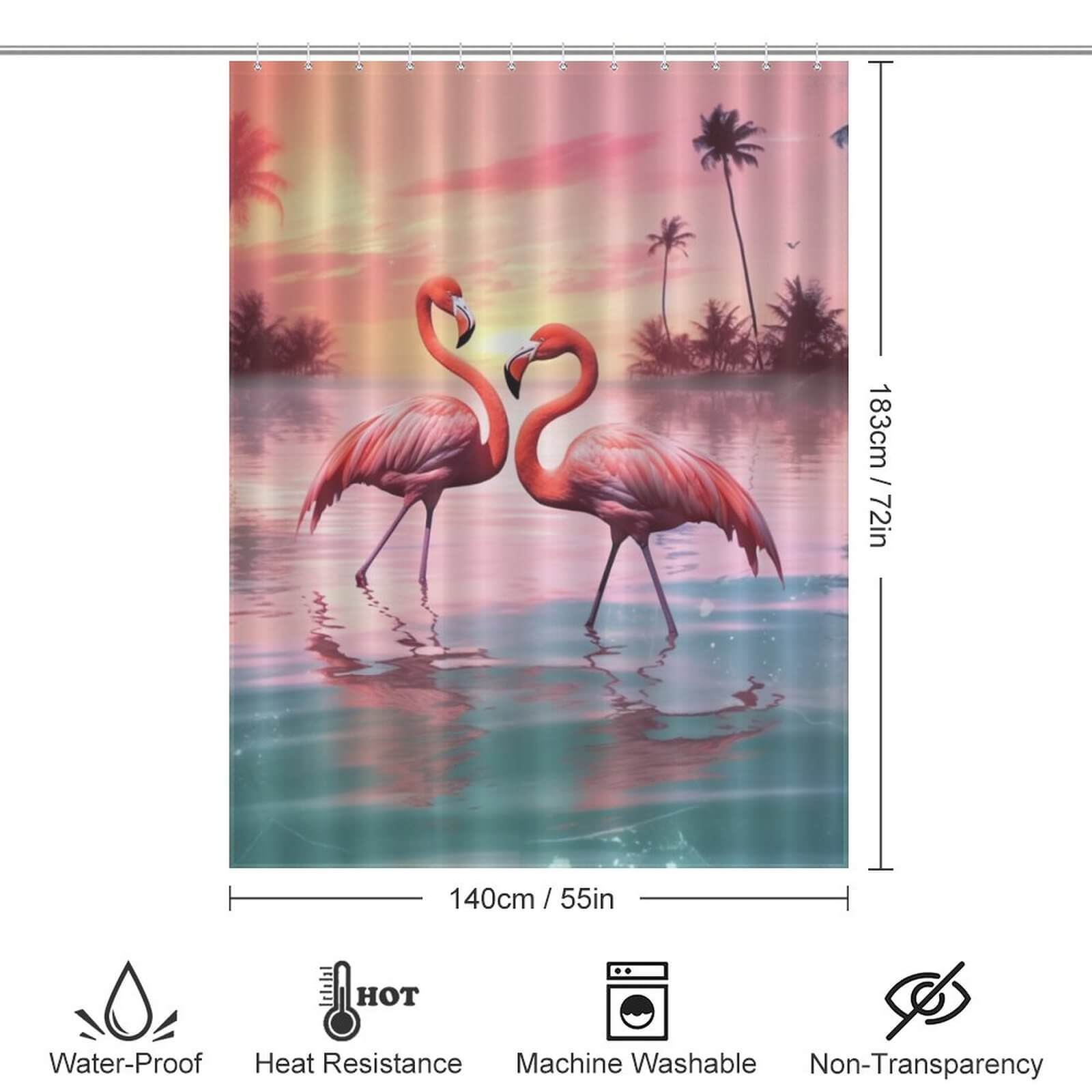 Transform your bathroom into a tropical paradise with the Ocean Beach Flamingo Shower Curtain from Cotton Cat.