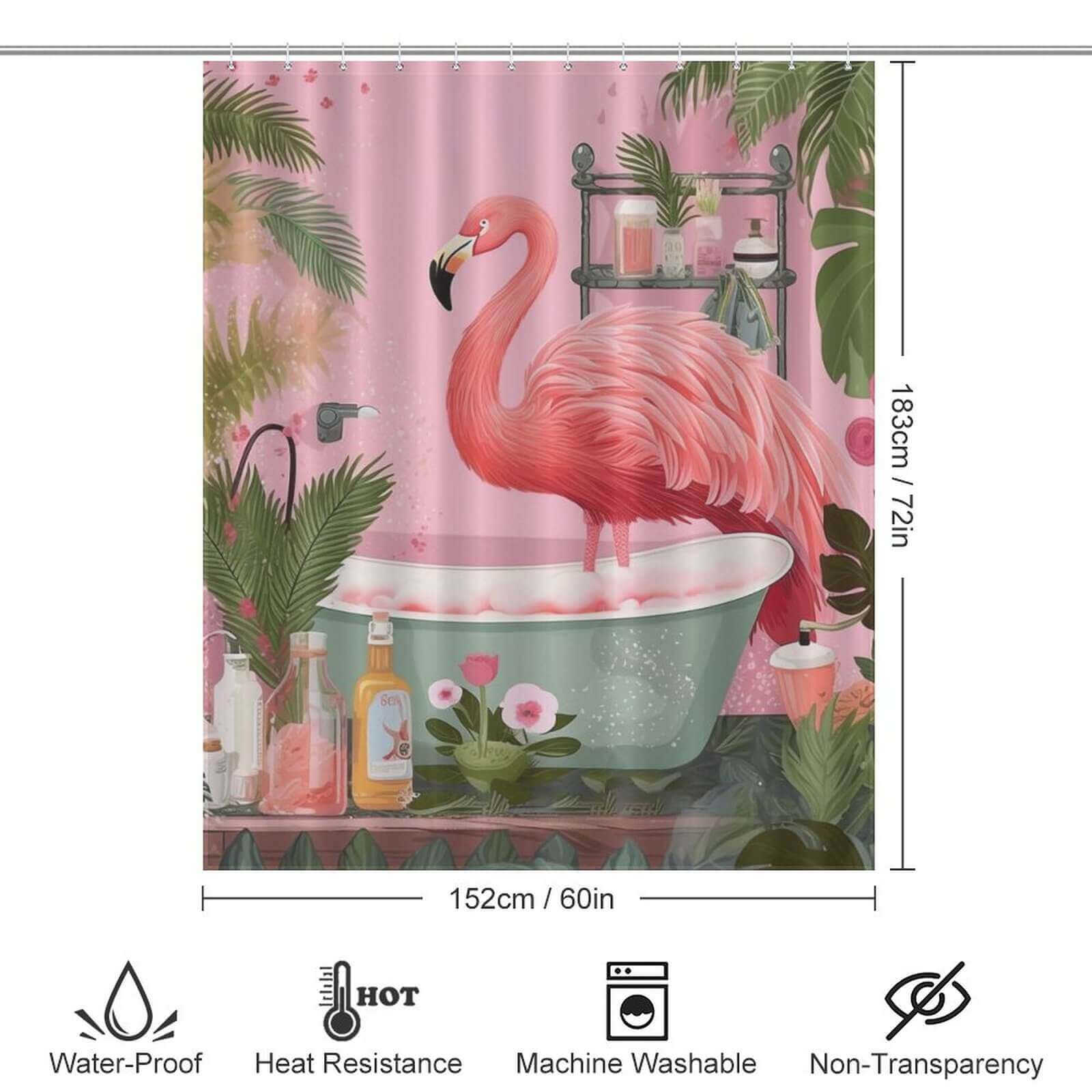 This waterproof Boho Tropical Flamingo Shower Curtain-Cottoncat is the perfect addition to any bathroom.