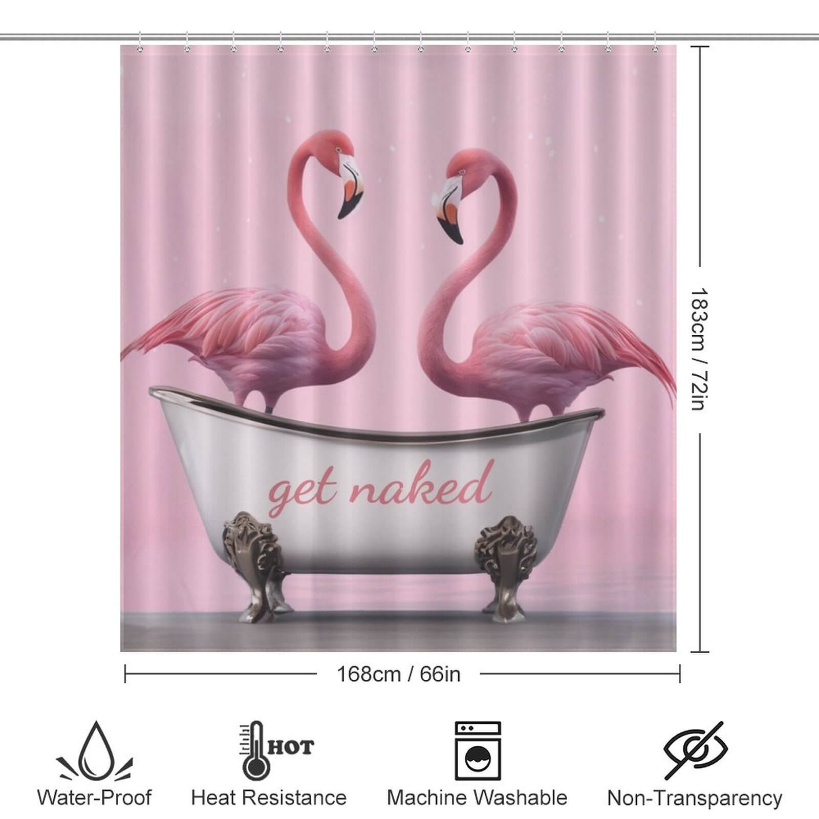 Get Naked Flamingo Shower Curtain by Cotton Cat.