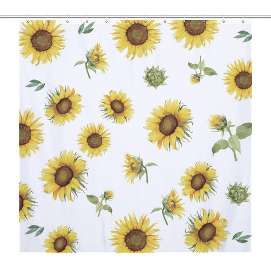 Sunflower Shower Curtain, Yellow Flower Shower Curtain, Farmhouse Fall Bathroom Decor, 72X72 Bathroom Custom Shower Curtain