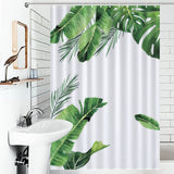 Green Palm Leaves Shower Curtain, Bathroom Waterproof Curtain, Abstract Boho Shower Curtain with Hooks, Home Decoration