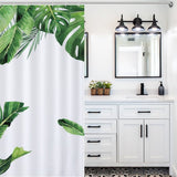Green Palm Leaves Shower Curtain, Bathroom Waterproof Curtain, Abstract Boho Shower Curtain with Hooks, Home Decoration