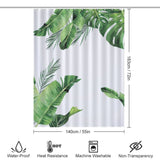 Green Palm Leaves Shower Curtain, Bathroom Waterproof Curtain, Abstract Boho Shower Curtain with Hooks, Home Decoration
