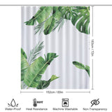 Green Palm Leaves Shower Curtain, Bathroom Waterproof Curtain, Abstract Boho Shower Curtain with Hooks, Home Decoration