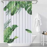 Green Palm Leaves Shower Curtain, Bathroom Waterproof Curtain, Abstract Boho Shower Curtain with Hooks, Home Decoration
