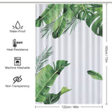 Green Palm Leaves Shower Curtain, Bathroom Waterproof Curtain, Abstract Boho Shower Curtain with Hooks, Home Decoration