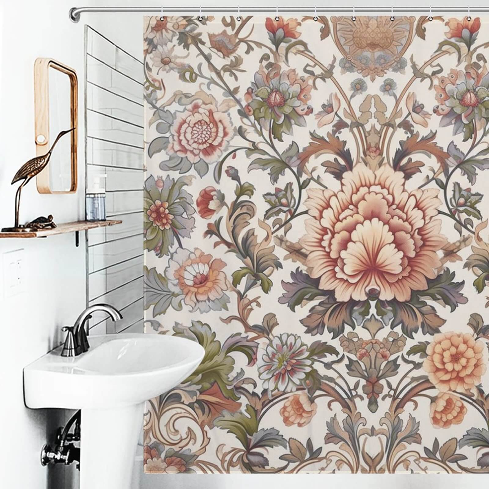 A waterproof bathroom with a Paisley Mandala Shower Curtain by Cotton Cat.