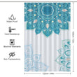 A waterproof Blue Mandala Shower Curtain adorned with a Paisley Mandala design in blue and white by Cotton Cat.