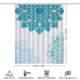 A waterproof Cotton Cat shower curtain with a Blue Mandala design.