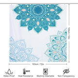 A Blue Mandala Shower Curtain-Cotton Cat shower curtain with a blue and white mandala design.