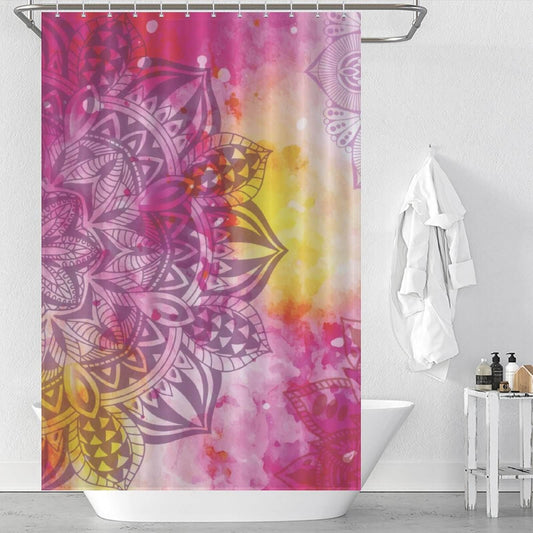 Cotton Cat's Colorful Mandala Shower Curtain for a vibrant bathroom decor.