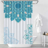 A Blue Mandala Shower Curtain-Cotton Cat with a paisley mandala design.