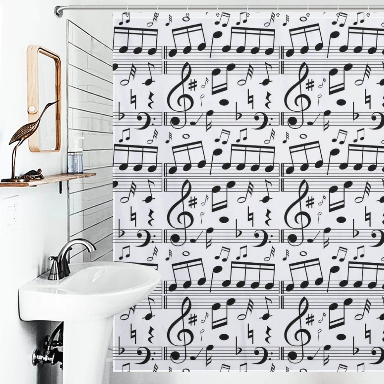 Cotton Cat's Music Notes Shower Curtain is an ideal addition for individuals looking to infuse their bathroom decor with a touch of musical charm. This Cotton Cat shower curtain showcases intricate patterns of music notes, creating a delightful ambiance for those.