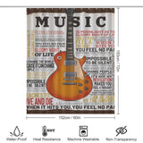 A Music Inspires Me Shower Curtain by Cotton Cat, decorated with a guitar, perfect for adding music-themed charm to your bathroom decor.