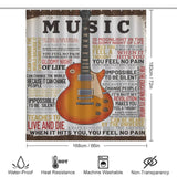 Elevate your bathroom decor with a Music Inspires Me Shower Curtain from Cotton Cat, featuring a vintage-style guitar design.