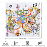 A Graffiti Music Shower Curtain-Cottoncat with guitar design by Cotton Cat.