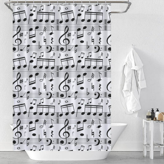 Transform your bathroom decor with this stylish Music Notes Shower Curtain-Cottoncat featuring Cotton Cat.