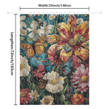 The Colorful Blue Butterfly Garden Shower Curtain-Cottoncat by Cotton Cat, featuring vivid butterflies and assorted flowers, measures 55 inches in width and 72 inches in length and is the perfect addition to enhance your bathroom decor.