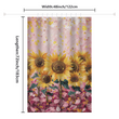 The Cotton Cat Vintage Pink Watercolor Sunflower Shower Curtain, measuring 48 inches in width and 72 inches in length, showcases an artistic paint design.