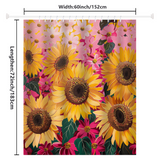 The Vintage Pink Cartoon Sunflower Shower Curtain by Cotton Cat is a whimsical, vintage-inspired piece featuring vibrant sunflowers and pink blossoms. Measuring 60 inches wide by 72 inches long (152 cm by 183 cm), it is crafted from high-quality polyester.