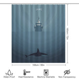 Add an element of aquatic adventure to your bathroom decor with the Jaws Shark Shower Curtain-Cottoncat by Cotton Cat. Featuring a dramatic scene of a shark swimming alongside a ship in the ocean, this waterproof curtain adds both style and entertainment to your bathroom.