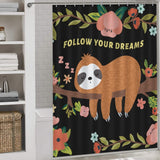 Enhance your bathroom decor with a Sleeping Sloth Shower Curtain-Cottoncat by Cotton Cat that's perfect for following your dreams.