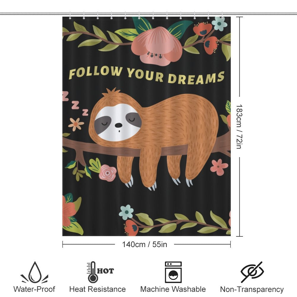 Elevate your bathroom decor with a waterproof Sleeping Sloth Shower Curtain-Cottoncat from Cotton Cat.