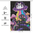 A Mushroom Trippy Shower Curtain-Cottoncat featuring a cat in a spaceship by Cotton Cat.