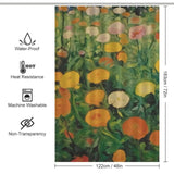 A 90s Vintage Marigolds Flower Shower Curtain-Cottoncat featuring a painting of a field of poppies.