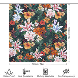 An image of a Vintage Lily Flower Shower Curtain-Cottoncat with measurements, perfect for bathroom decor or as a unique shower curtain.