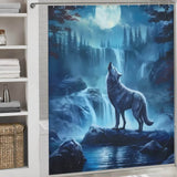 Howling Wolf Shower Curtain by Cotton Cat is a stunning addition to your bathroom decor.