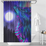 Revamp your bathroom decor with a waterproof Galaxy Wolf Shower Curtain from Cotton Cat.