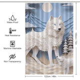 A waterproof 3D Wolf shower curtain made of polyester material by Cotton Cat.