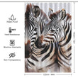A 100% polyester Watercolor Zebra Shower Curtain-Cottoncat featuring hand-drawn watercolor zebras by Cotton Cat.