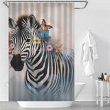 Floral Zebra Shower Curtain-Cottoncat adorned with vibrant flowers.