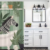 A waterproof bathroom with a Funny Zebra Shower Curtain-Cottoncat from Cotton Cat.