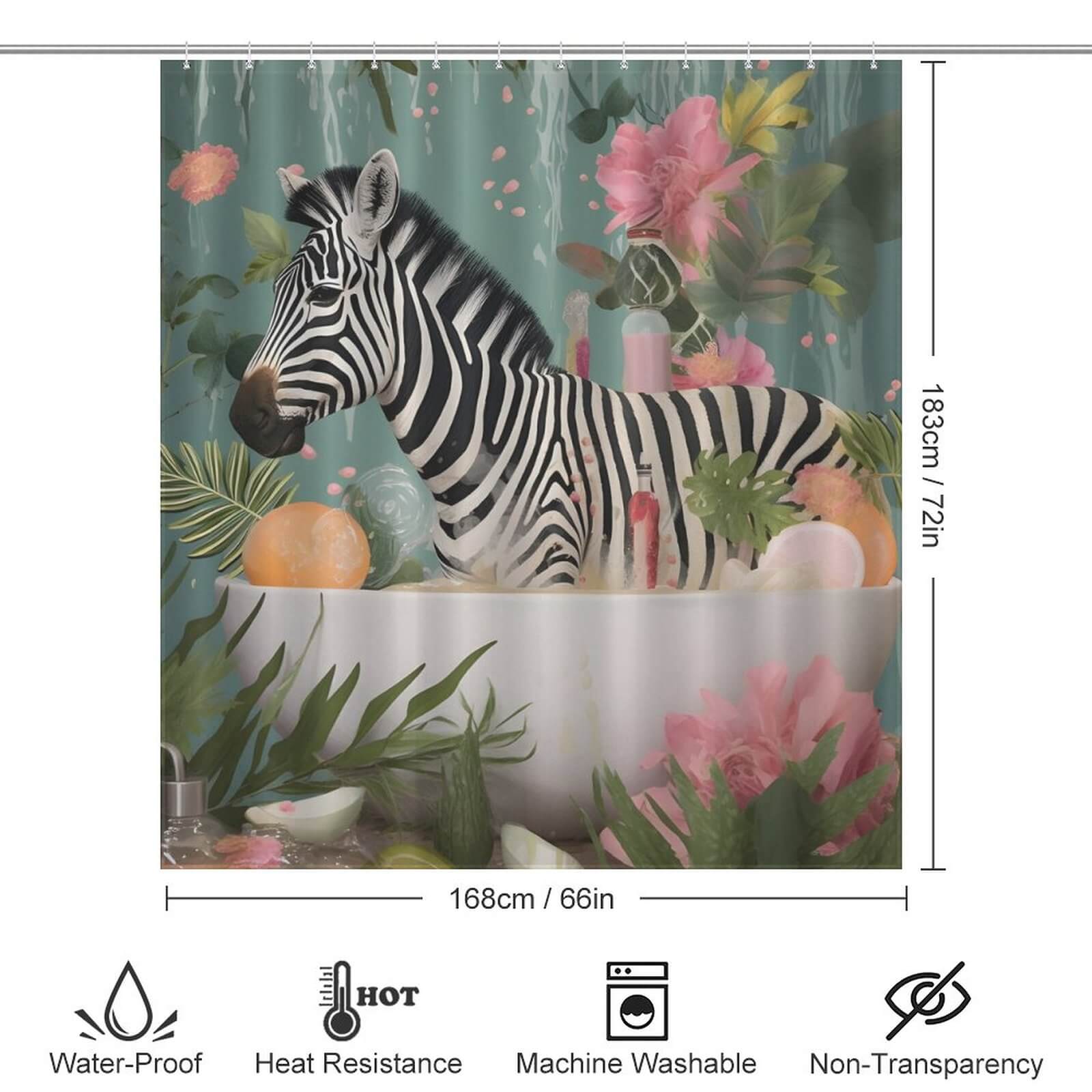 Transform your bathroom into a wild safari escape with the Zebra In Bathtub Shower Curtain-Cottoncat by Cotton Cat, featuring an adorable zebra soaking in a bath tub.