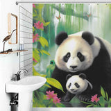 A bathroom with a 3D Cute Panda Shower Curtain-Cottoncat, made by Cotton Cat.
