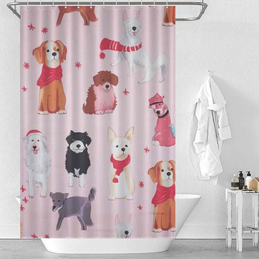 Christmas cute dog kids shower curtain