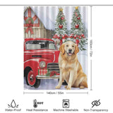 Christmas truck dog shower curtain