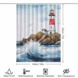 Coastal red top lighthouse shower curtain 55*72in