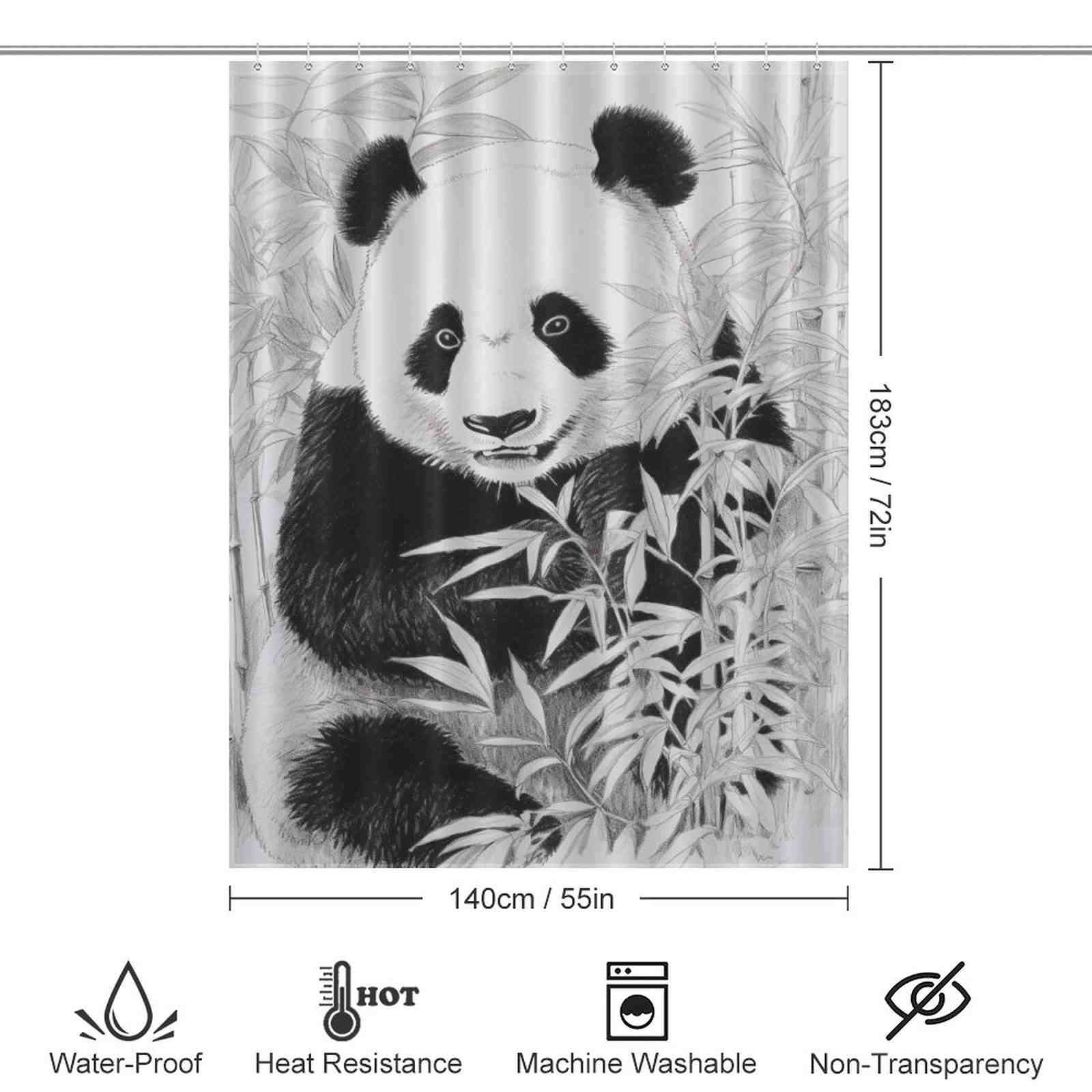 Adorable Funny Cute Panda Shower Curtain-Cottoncat for bathroom decor by Cotton Cat.