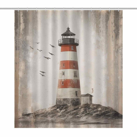 Rustic Lighthouse Shower Curtain