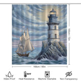 Sunrise coastal lighthouse shower curtain 66*72in